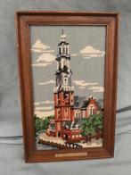 4 ingelijste vintage borduurwerkjes van kerken in nederland, Hobby en Vrije tijd, Borduren en Borduurmachines, Ophalen of Verzenden