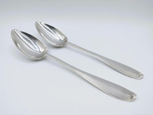 2 Zilveren lepels, Delheid Fréres, Brussel, België, ca. 1850, Antiek en Kunst, Antiek | Goud en Zilver, Zilver, Verzenden