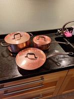 3 Delige zware koperen pannenset, Huis en Inrichting, Keuken | Potten en Pannen, Ophalen of Verzenden, Gebruikt, Overige materialen