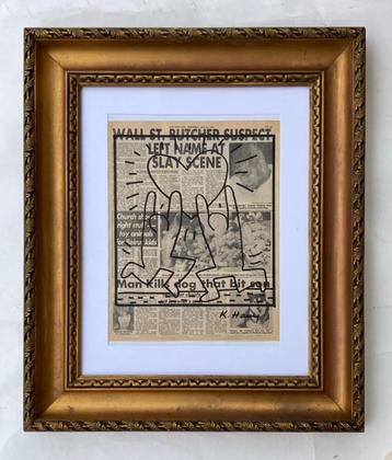 Keith Haring : tekening met uitzonderlijke kadrering beschikbaar voor biedingen