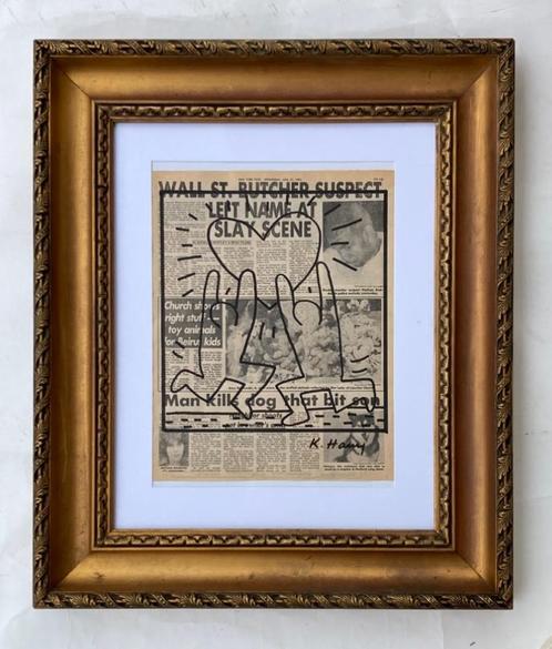 Keith Haring : tekening met uitzonderlijke kadrering, Antiek en Kunst, Kunst | Designobjecten, Ophalen of Verzenden