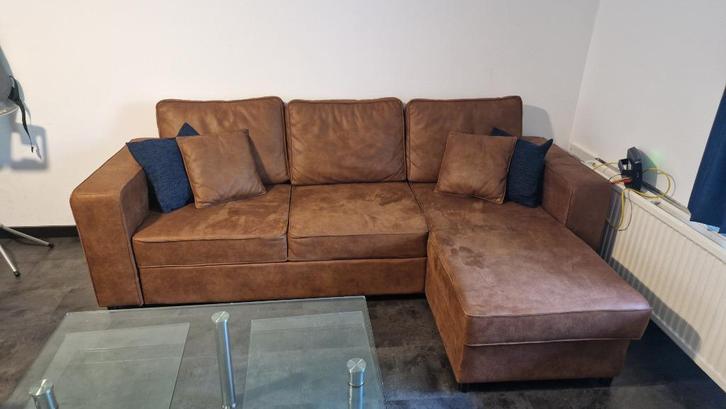 3-zits Roxy slaapbank lederen hoekbank met opbergruimte, Huis en Inrichting, Slaapkamer | Slaapbanken, Zo goed als nieuw, Overige maten