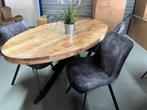 Mooie nieuwe set: ovale eettafel met 4 stoelen slechts € 500, Ophalen, Hout, Overige kleuren, Nieuw