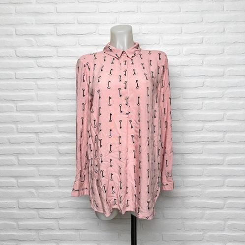Miss Etam Tuniek Maat L Roze Zwart Blouse Sleutels, Kleding | Dames, Blouses en Tunieken, Zo goed als nieuw, Maat 42/44 (L), Roze