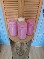 4 roze/witten glazen potten, Ophalen of Verzenden, Zo goed als nieuw