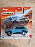 Matchbox Jeep Cherokee Trailhawk blauw nieuw in verpakking, Ophalen of Verzenden, Nieuw, Auto