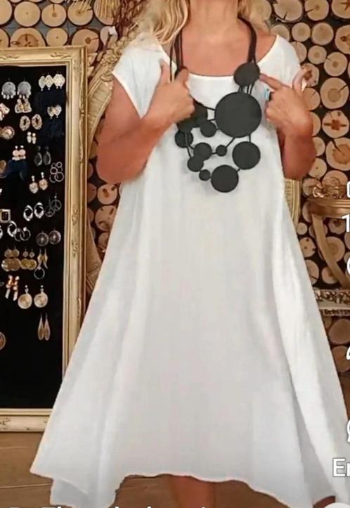Ischiko zomerjurk, nieuw!, Kleding | Dames, Jurken, Nieuw, Maat 46/48 (XL) of groter, Wit, Onder de knie, Verzenden