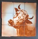 Antiek tegel tableau koe Franse slagerij, Ophalen of Verzenden