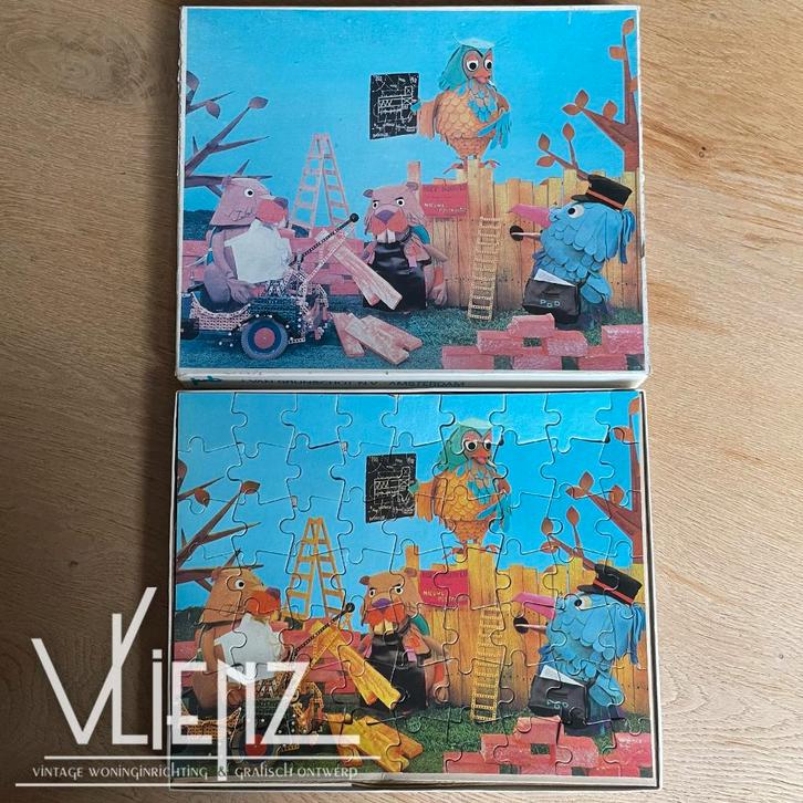Vintage, retro puzzel De Fabeltjeskrant 63 stukjes, Kinderen en Baby's, Speelgoed | Kinderpuzzels, Gebruikt, 4 tot 6 jaar, Meer dan 50 stukjes