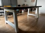 Prachtige houten eetkamertafel met wit metalen frame, Huis en Inrichting, Tafels | Eettafels, Ophalen, Gebruikt, Boomtafel, 200 cm of meer