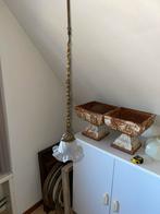 Antiek hanglampje met messing schakelketting en rozet., Ophalen of Verzenden