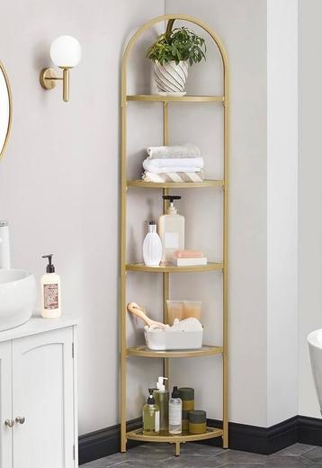 Gouden Hoekplank met 5 Glazen Planken beschikbaar voor biedingen