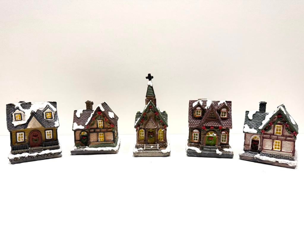 Kerst - Kerstdorp, set van 5, Diversen, Kerst, Verzenden