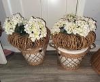 riviera maison bloempotten met kunst hortensia’s, Ophalen, Zo goed als nieuw, Rond, Riet