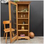 Vintage grenen vitrinekast kast, Huis en Inrichting, Kasten | Vitrinekasten, Ophalen, Met deur(en), Vintage, 50 tot 100 cm