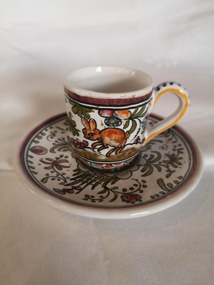 Portugees mini kop en schotel, Antiek en Kunst, Antiek | Servies los, Ophalen of Verzenden