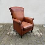 Vintage cognac Schapenleren Fauteuil, Ophalen, Gebruikt, Leer, Nvt