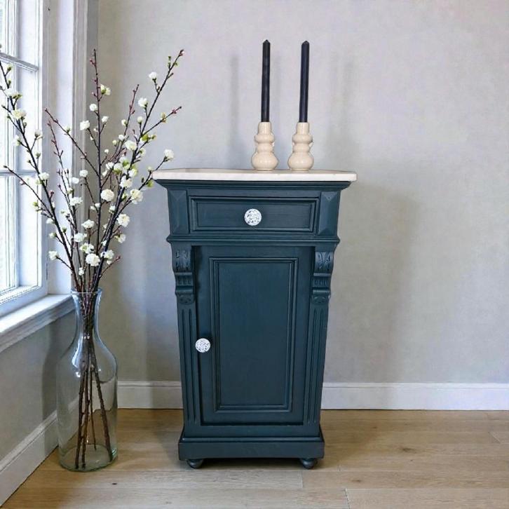 Franse antieke kast nachtkast halkast marmeren blad, Huis en Inrichting, Kasten | Overige, Zo goed als nieuw, Ophalen of Verzenden