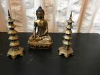 Bronzen Boeddha met Ornamenten, antiek, Antiek en Kunst, Antiek | Koper en Brons, Ophalen of Verzenden, Brons