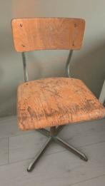 Industriële schoolstoel vintage hout & metaal, Ophalen, Gebruikt, Stoel(en)