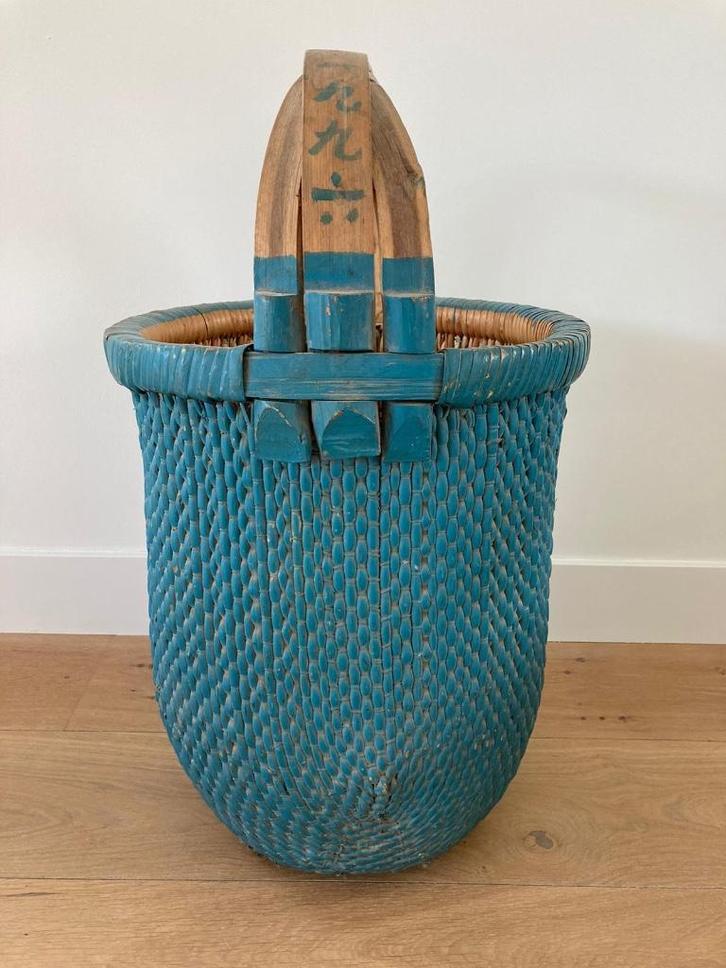 Vroeg antieke Chinese Rijstmand | Plukmand | Blauw, Huis en Inrichting, Woonaccessoires | Schalen en Manden, Zo goed als nieuw