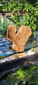 TEAK HOUTEN KUNST DECORATIE SCULPTURE  OP STANDAARD, Ophalen, Zo goed als nieuw, Hout, Overige typen