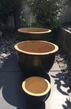 Groene geglaz.terracotta bloempot Oud Hollandse kwaliteit, 25 tot 40 cm, Rond, Ophalen of Verzenden, Zo goed als nieuw