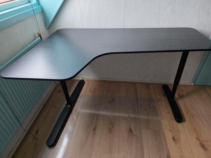 Ikea Bekant Hoekbureau Zwart - Nette Staat, Huis en Inrichting, Bureaus, Gebruikt, Bureau, In hoogte verstelbaar, Ophalen of Verzenden