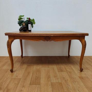 Vintage houten tafel eettafel eetkamertafel uitschuifbaar 01 beschikbaar voor biedingen