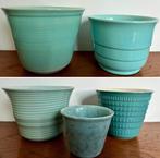Bloempot Vintage Jaren 60 Turquoise, Tuin en Terras, Bloempotten, Rond, Ophalen of Verzenden, Zo goed als nieuw, X