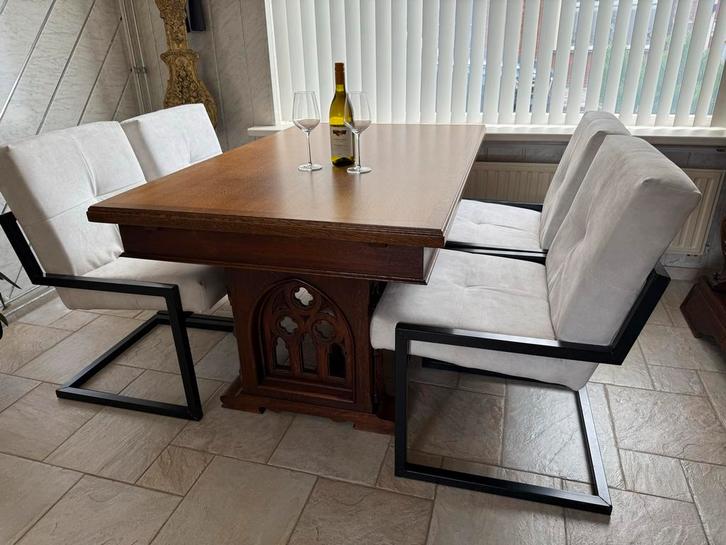 4 Eetkamerstoelen Zo Goed Als Nieuw, Huis en Inrichting, Stoelen, Gebruikt, Vier, Metaal, Ophalen of Verzenden