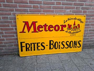 Meteor Bier Reclamebord - Frites Boissons - Hout beschikbaar voor biedingen