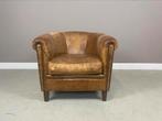 Vintage schapenleren clubfauteuil, Huis en Inrichting, Fauteuils, Ophalen, Gebruikt, Hout
