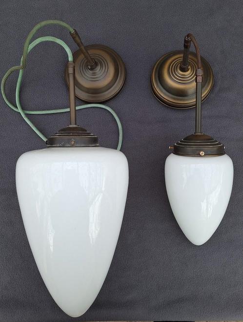 Art Deco melkglazen hanglampen, Antiek en Kunst, Antiek | Lampen, Ophalen of Verzenden