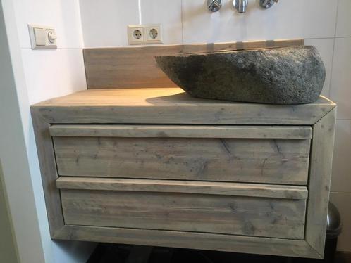 Wastafel kast lades hangend badkamerkast Echt Hout, Huis en Inrichting, Badkamer | Badkamermeubels, Nieuw, Wastafelkast, Minder dan 100 cm