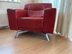 Rode leren design draai fauteuil, Huis en Inrichting, Fauteuils, Ophalen, Gebruikt, Leer, 75 tot 100 cm