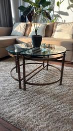 Vintage ronde messing salontafel, Ophalen, 50 tot 100 cm, Rond, 50 tot 100 cm