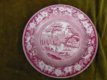 Antiek rood wandbord, Petrus Regout decor Wildrose. beschikbaar voor biedingen