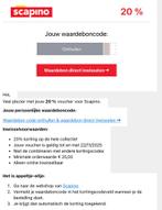 Scapino 20%korting, Eén persoon, Kortingsbon