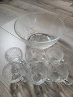 Glazen schaal met glazen bekers, Glas of Glazen, Ophalen of Verzenden, Overige stijlen, Glas