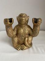 Gouden Aap Kandelaar voor 2 Kaarsen, Huis en Inrichting, Woonaccessoires | Kandelaars en Kaarsen, Overige materialen, Gebruikt