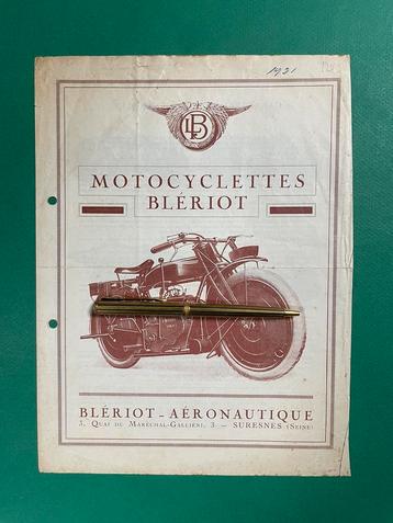 L.Blériot Motorcycles Sales Sheet 1921 FRA (Origineel)