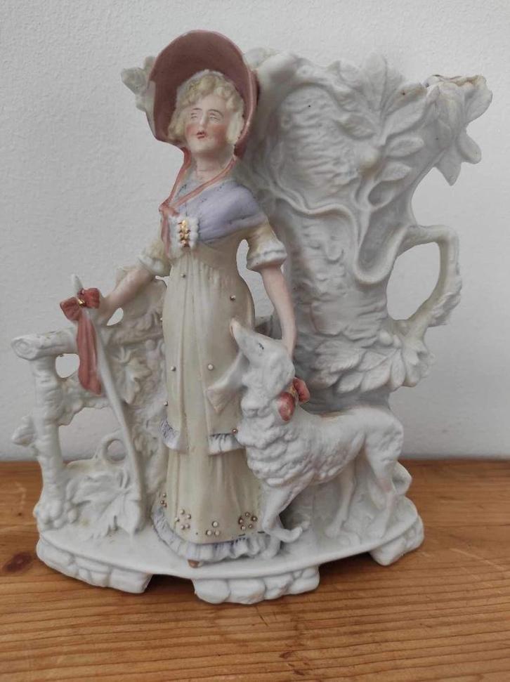 Antiek rococo vaasje meisje biscuit porselein Carl Schneider, Antiek en Kunst, Antiek | Porselein, Ophalen of Verzenden