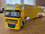 Tekno DAF 105 XF promotie geel, Hobby en Vrije tijd, Modelauto's | 1:50, Ophalen of Verzenden, Zo goed als nieuw, Bus of Vrachtwagen