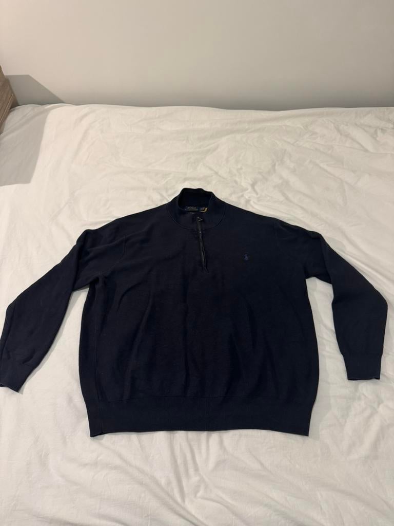 Polo Ralph Lauren trui met halve rits (kwartrits)., Kleding | Heren, Truien en Vesten, Zo goed als nieuw, Overige maten, Blauw