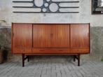 Deens Design Bar Dressoir | Jaren 60 Teak Kast Sideboard DM1, Huis en Inrichting, 25 tot 50 cm, 200 cm of meer, Teakhout, Gebruikt