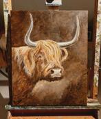 Prachtige schotse hooglander op canvasdoek geschilderd, Antiek en Kunst, Ophalen of Verzenden