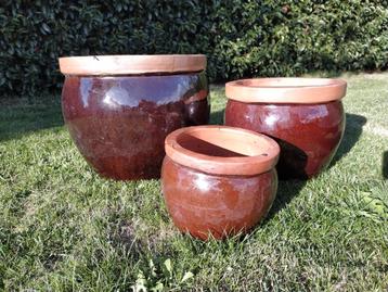 Set van 3 Terracotta Bloempotten beschikbaar voor biedingen