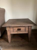 Donker Eiken Bijzettafel/Salontafel 70x70, Gebruikt, Vierkant, 55 tot 75 cm, Hout
