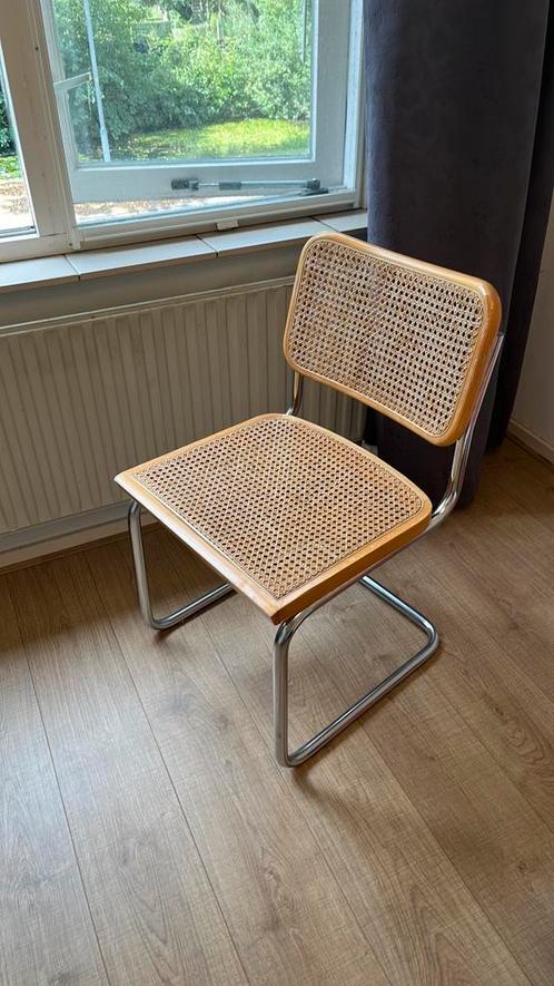 Drie vintage retro webbing buisframestoelen!, Huis en Inrichting, Stoelen, Gebruikt, Drie, Riet of Rotan, Bruin, Ophalen